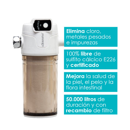 filtro recambiable de agua para ducha para mejorar piel y pelo, elimina materia orgánica, malos olores y metales pesados