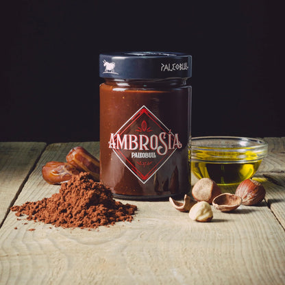 Ambrosía - Crema de datiles, cacao, avellanas y AOVE